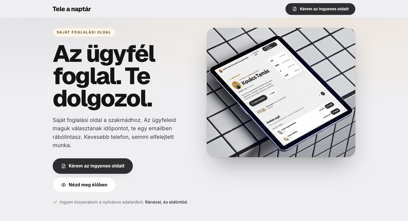 The Telenapt&aacute;r landing page.