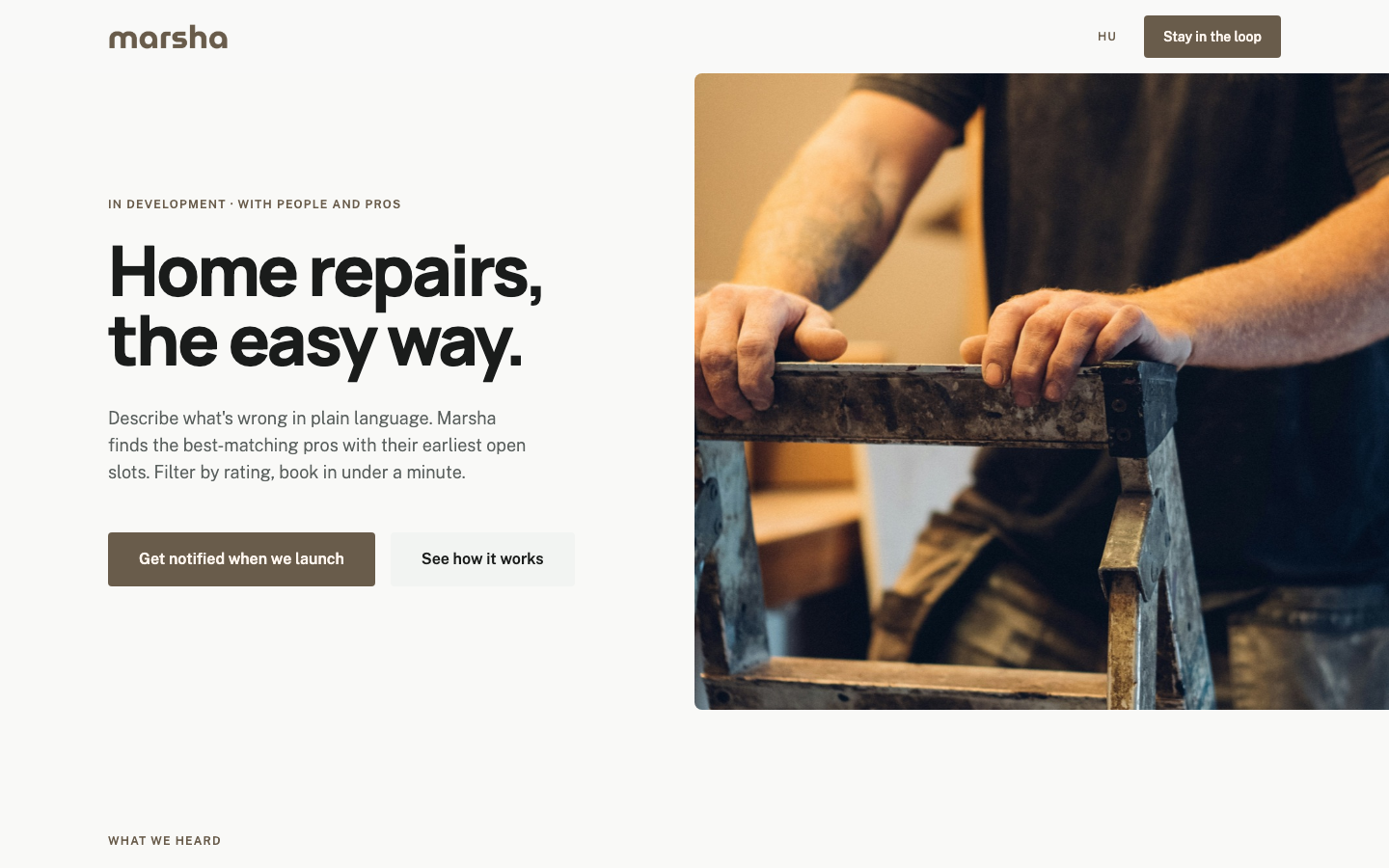 Marsha landing page preview